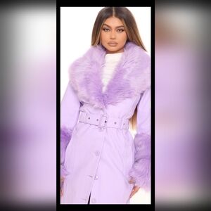 Fashion Nova Lavender Faux Fur Trench Coat